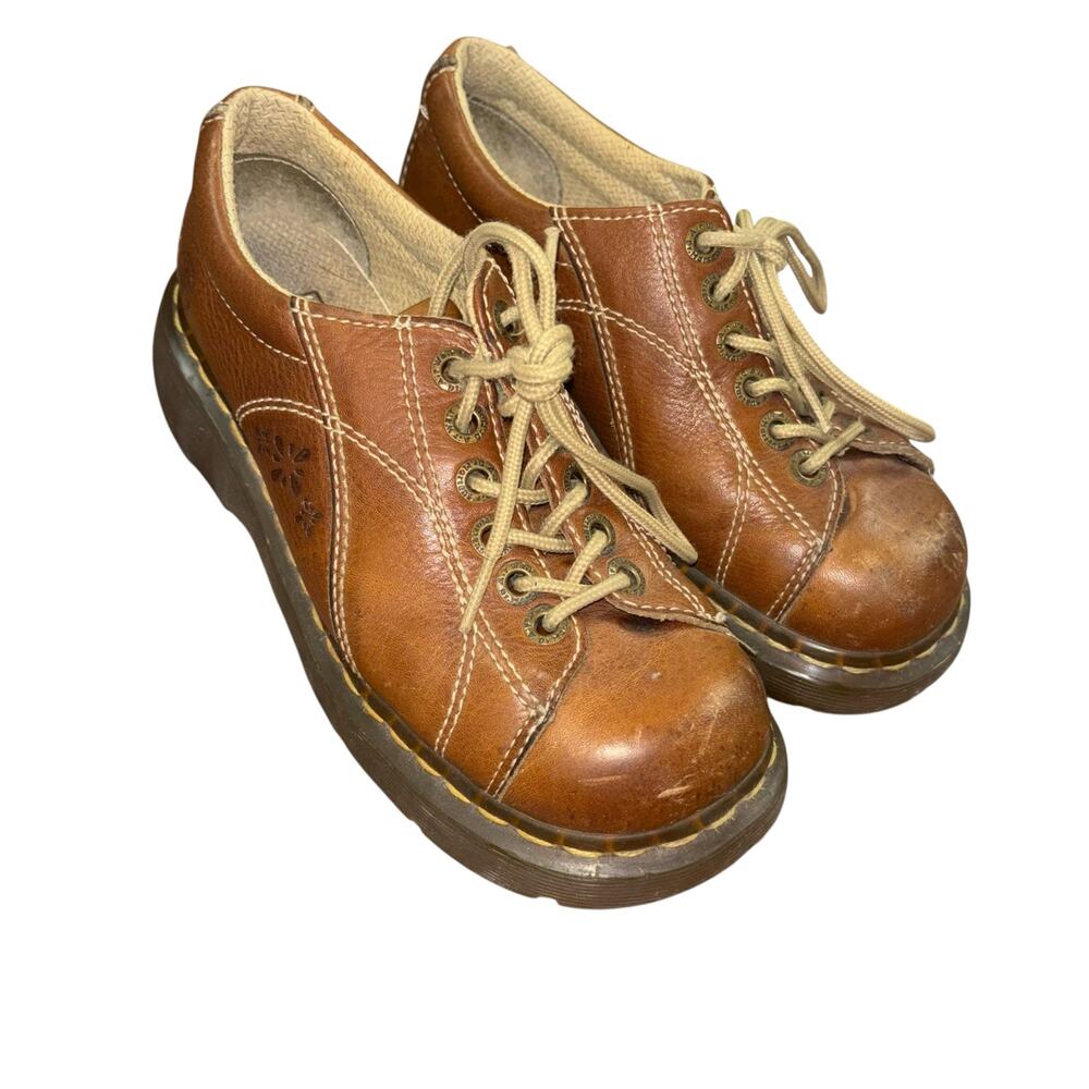 VTG Rare 12283 Dr Martens Brown Leather Oxford Daisy Shoes Womens 7 Academia Y2K